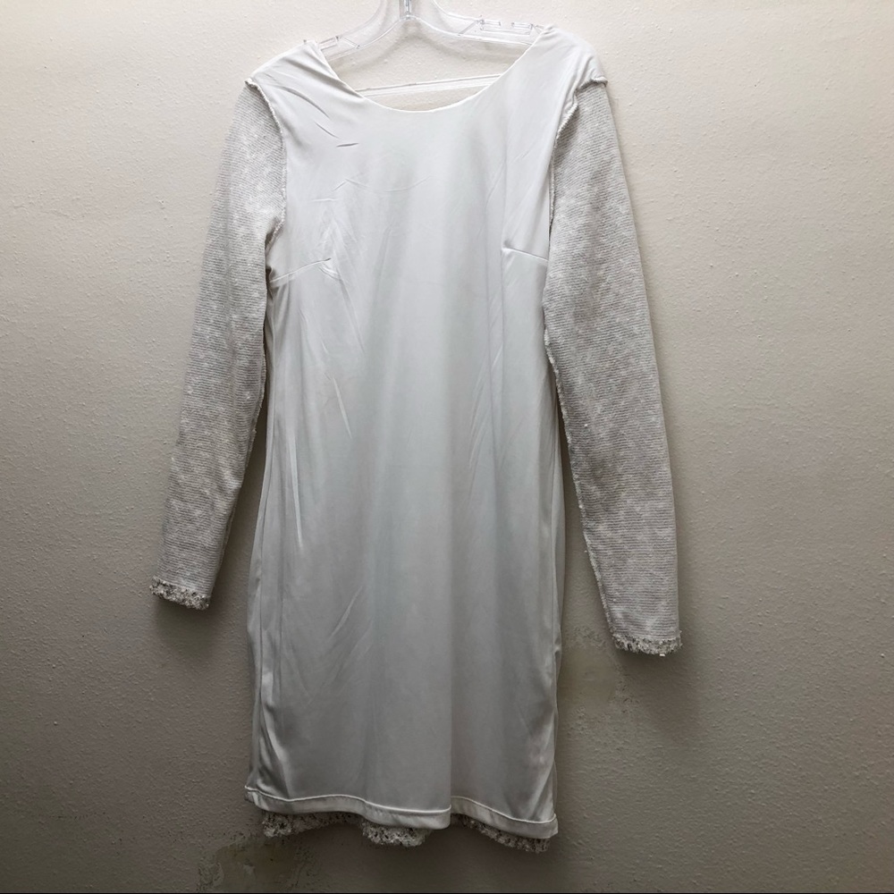 Jennifer Lopez Sequin long Sleeve Sheath Mini Dress Women's Size L White/Gold - Picture 10 of 14